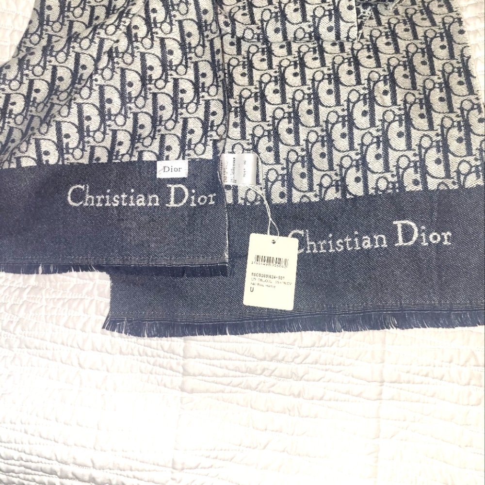 Christian Dior Monogram Scarf in Black and White